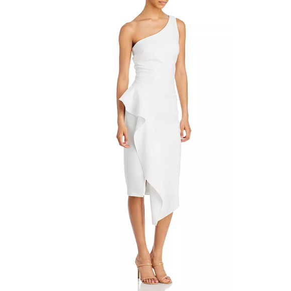 Aqua Dresses & Skirts - Aqua One Shoulder Scuba Crepe Midi Dress White Size 4